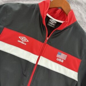 Umbro Track Jacket Mens L Black Red USA Soccer Sports